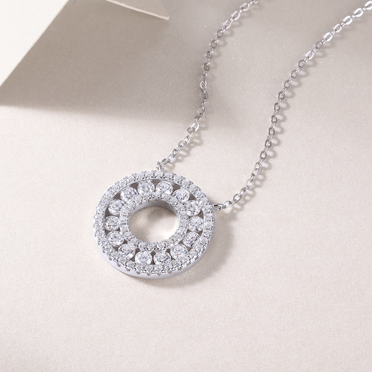1Reciprocating Luxury Fashion Diamond Pendant Necklace Set With Mosan Diamond Silver Ornaments Prohibit TikTok sales