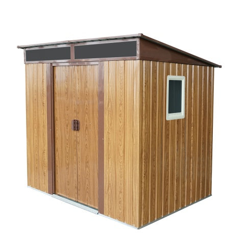 6ft 5ft Outdoor Metal Storage Shed With Window And Transparent Plate For Garden, Lawn