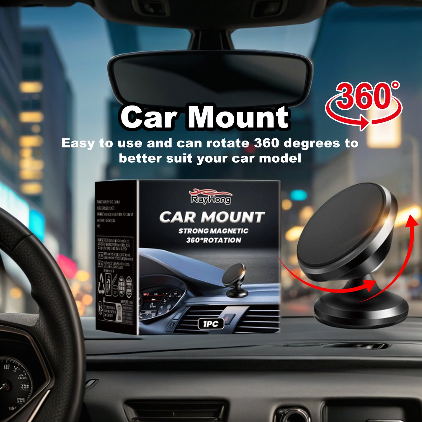 Rayhong Car Stand New Magnetic Folding Mobile Phone Stand For Rotating Dashboard Navigation For Cars