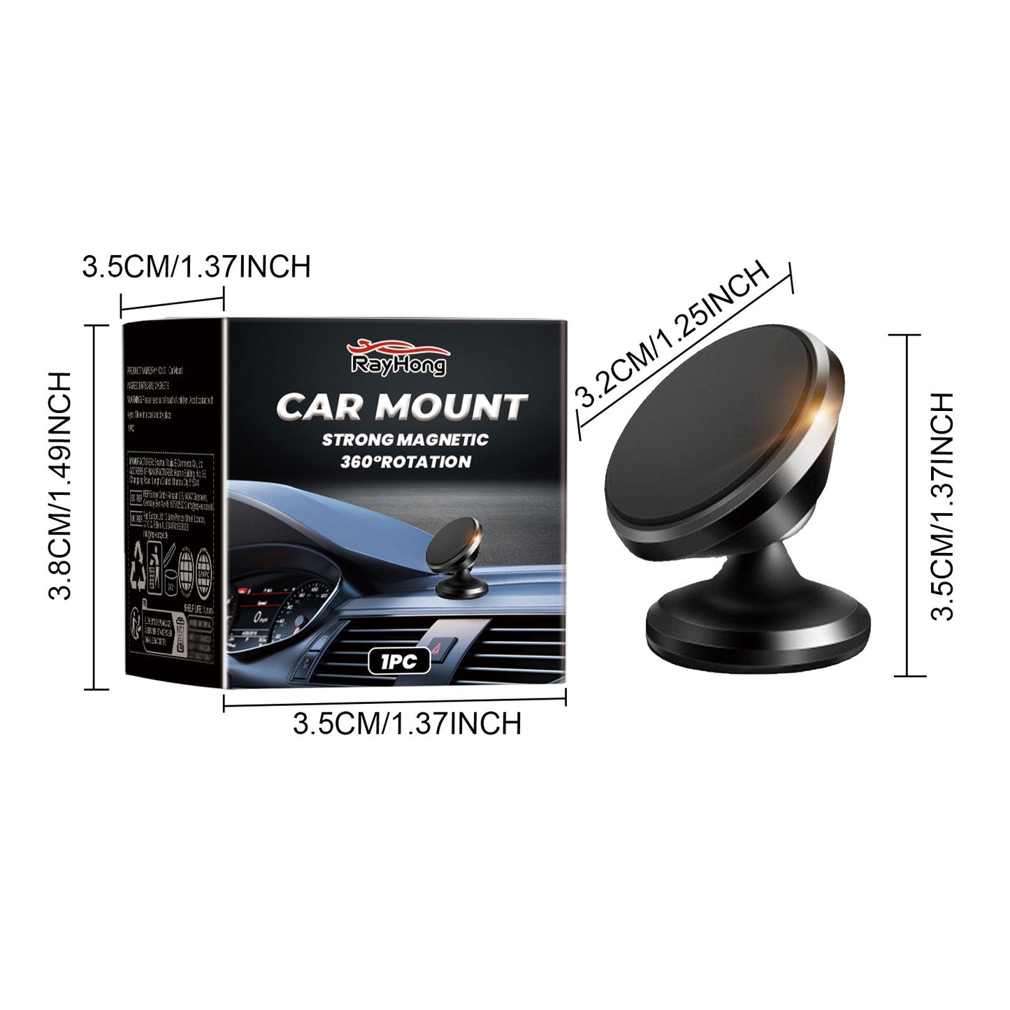 Rayhong Car Stand New Magnetic Folding Mobile Phone Stand For Rotating Dashboard Navigation For Cars