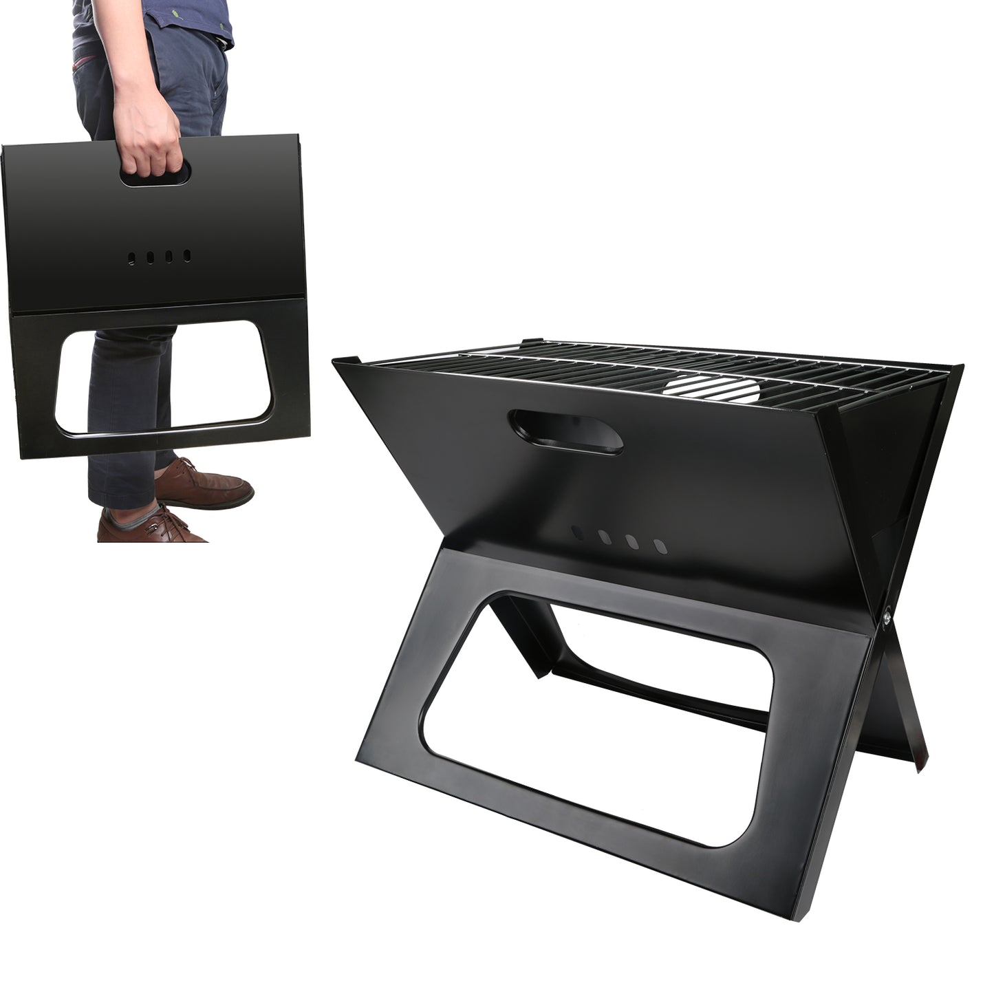 1Pc Portable BBQ Barbecue Grill Foldable Charcoal Grill Camping Garden Outdoor Travel