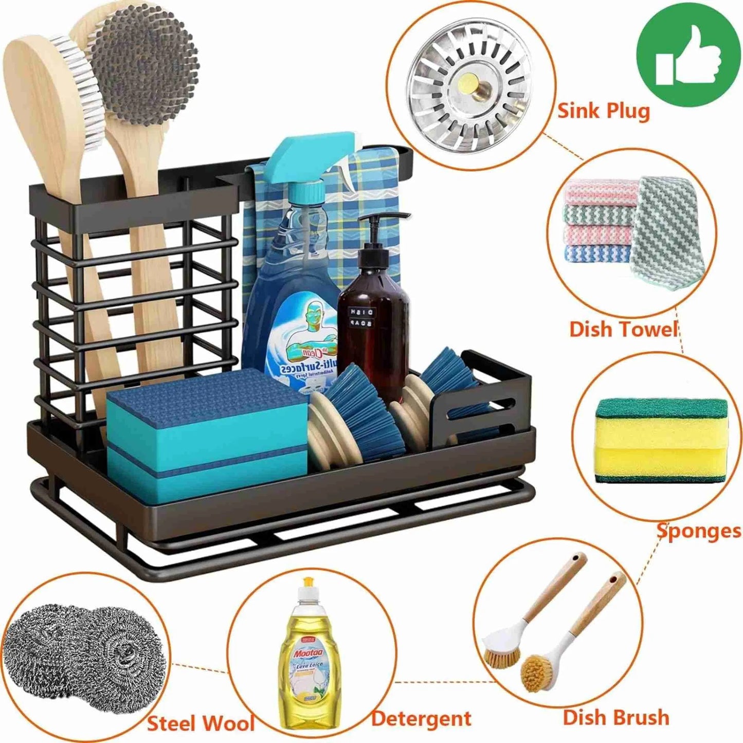 Kitchen Caddy Sink Organizer, Stainless Steel Sink Caddy Sponge Holder For Kitchen Sink