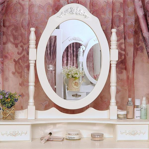 Four Drawer Single Mirror Dressing Vanity Table Set