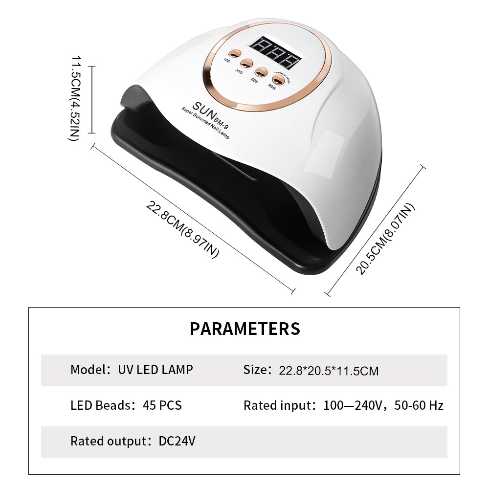 UV LED Nail Lamp, Professional Nail Dryer Gel Polish Light With 45 Beads, UV Nail Light With 4 Timer Settings, Nail Polish Curing Gel LED Dryer With Automatic Sensor, LCD Display