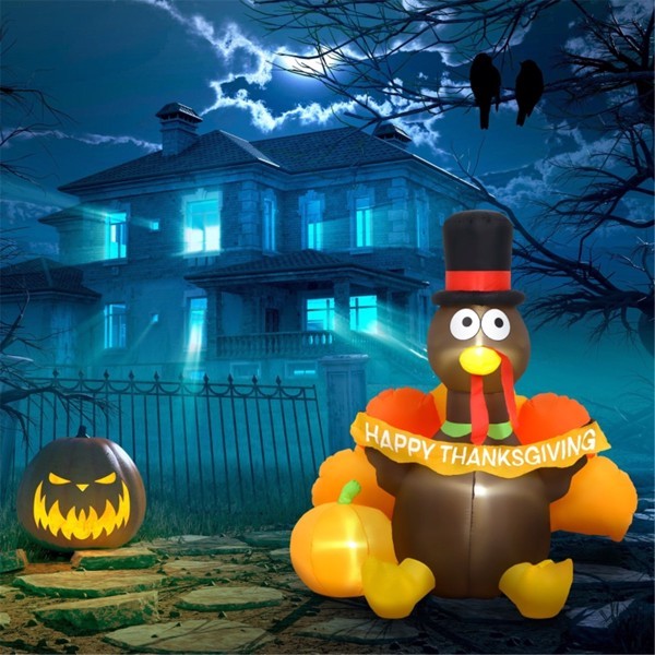 Thanksgiving Day Decoration Turkey pulls banner with pumpkin inflatable