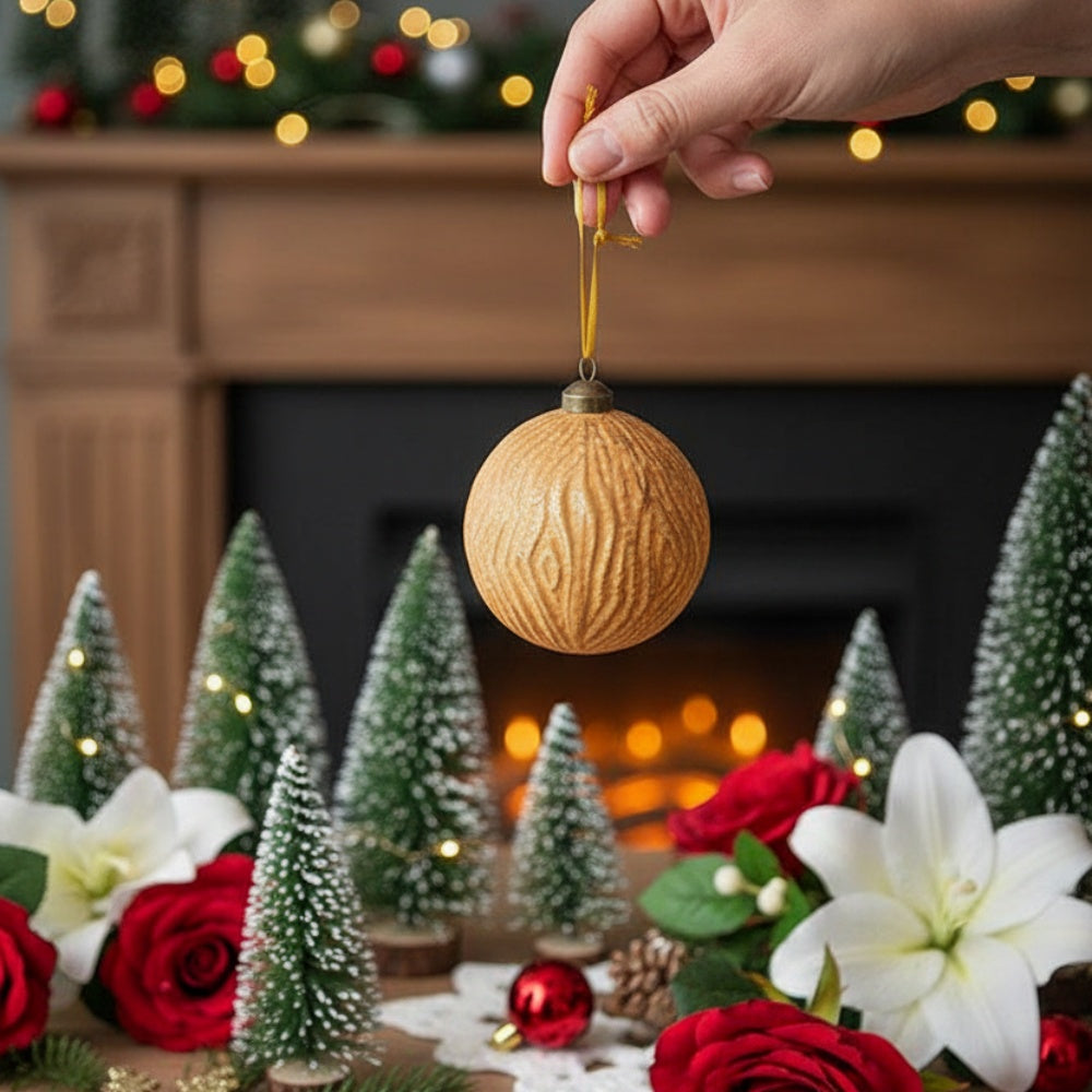 6PCS Set 3.9in Glass Christmas Tree Ball Ornaments Shimmering Hanging Decor For Holiday Tree Party Festive Home Decor