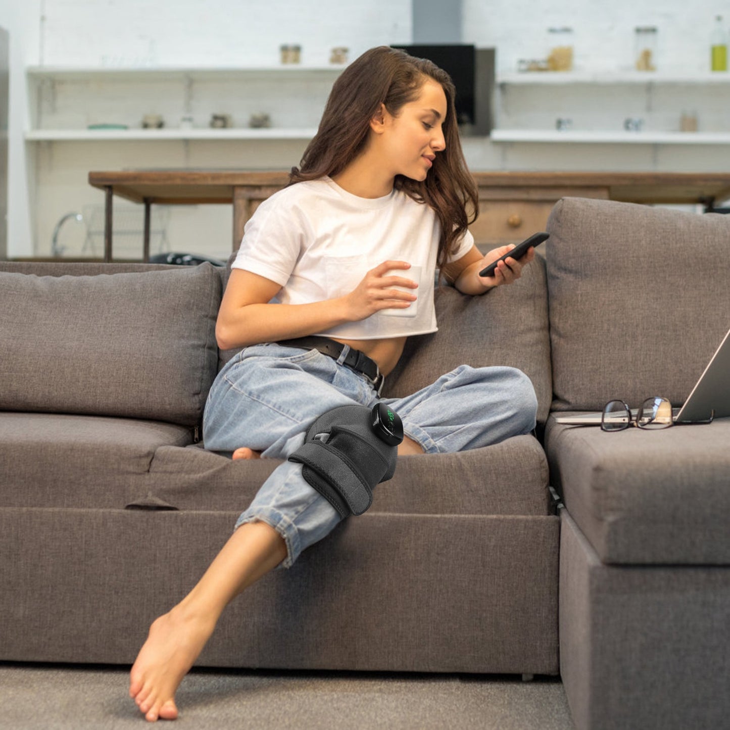 3-In-1 Heated Knee Massager Shoulder Heating Pads Elbow Brace With 3 Level Vibration And Heating Modes For Pain Stress Relief