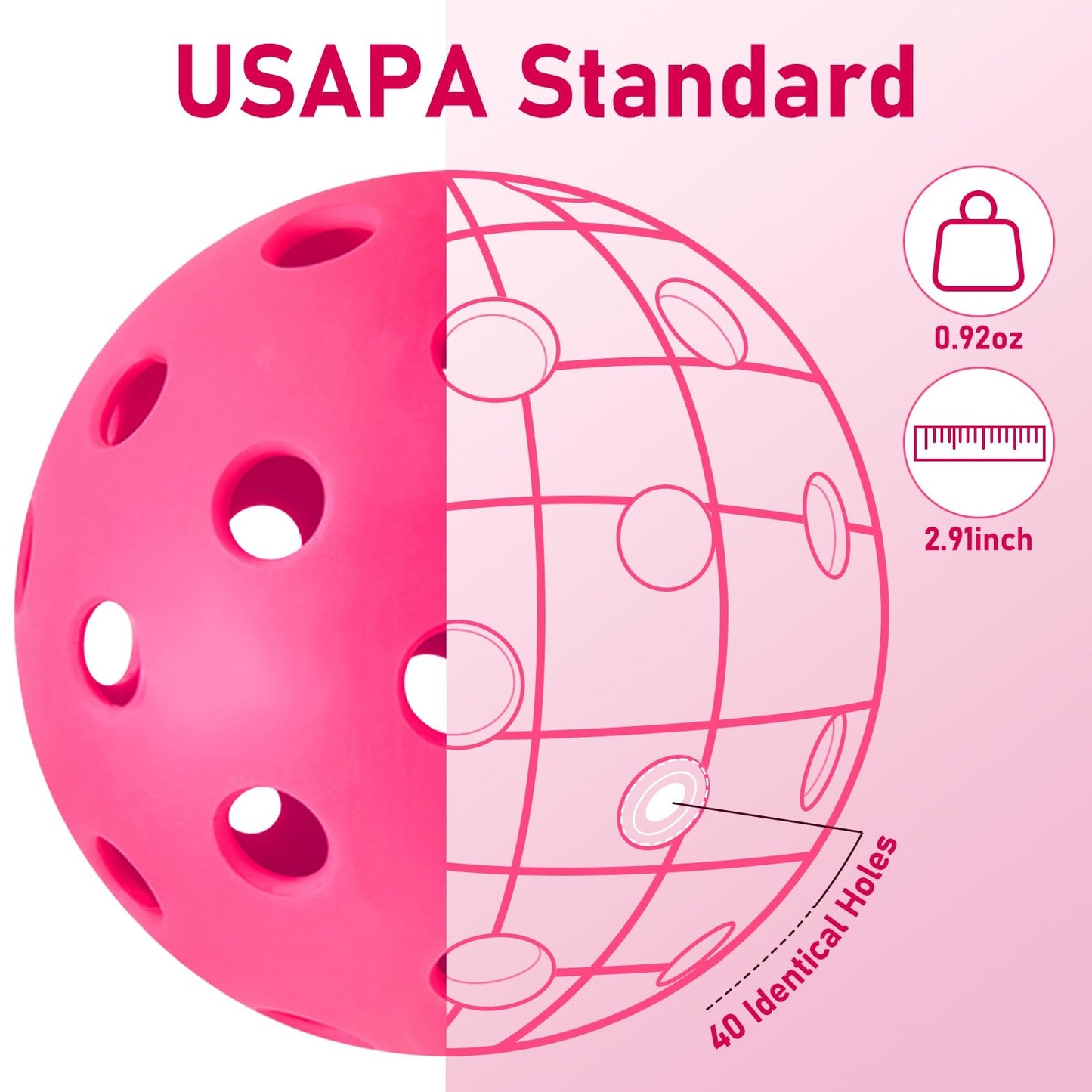 N Pickleball Balls, Outdoor Pickleball Balls 40 Holes Pickleballs For Sport Outdoor Play Elasticity And Sturdy Pickleballs For USAPA Approved Ideal For Beginners And Professional Clearance
