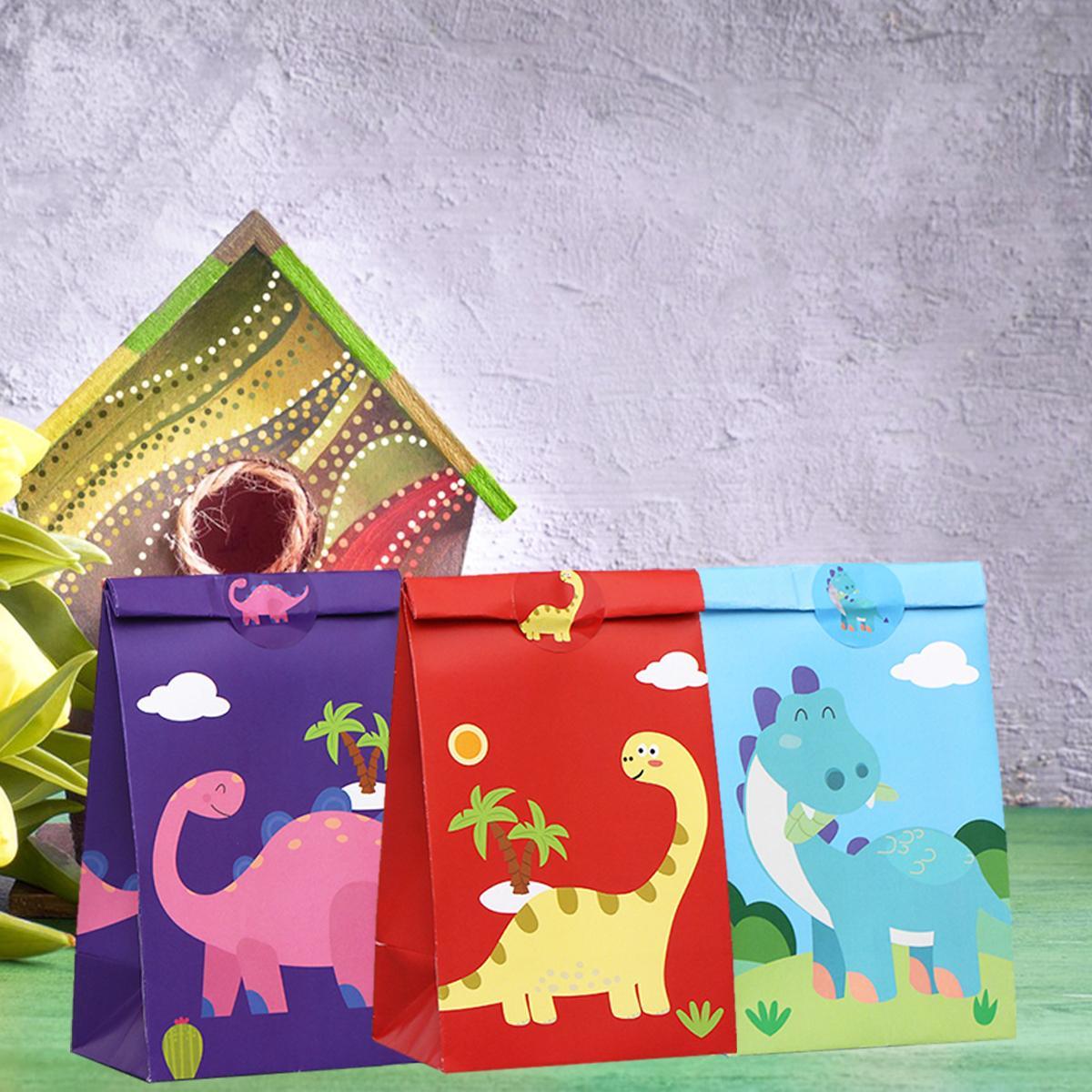12 Paper Bags Of Little Dinosaurs, 24 Stickers 1 Set