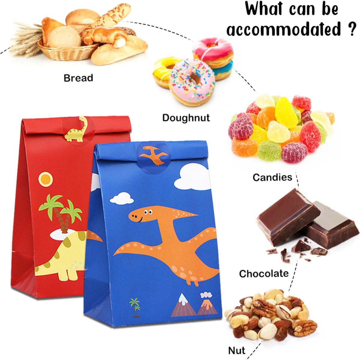 12 Paper Bags Of Little Dinosaurs, 24 Stickers 1 Set