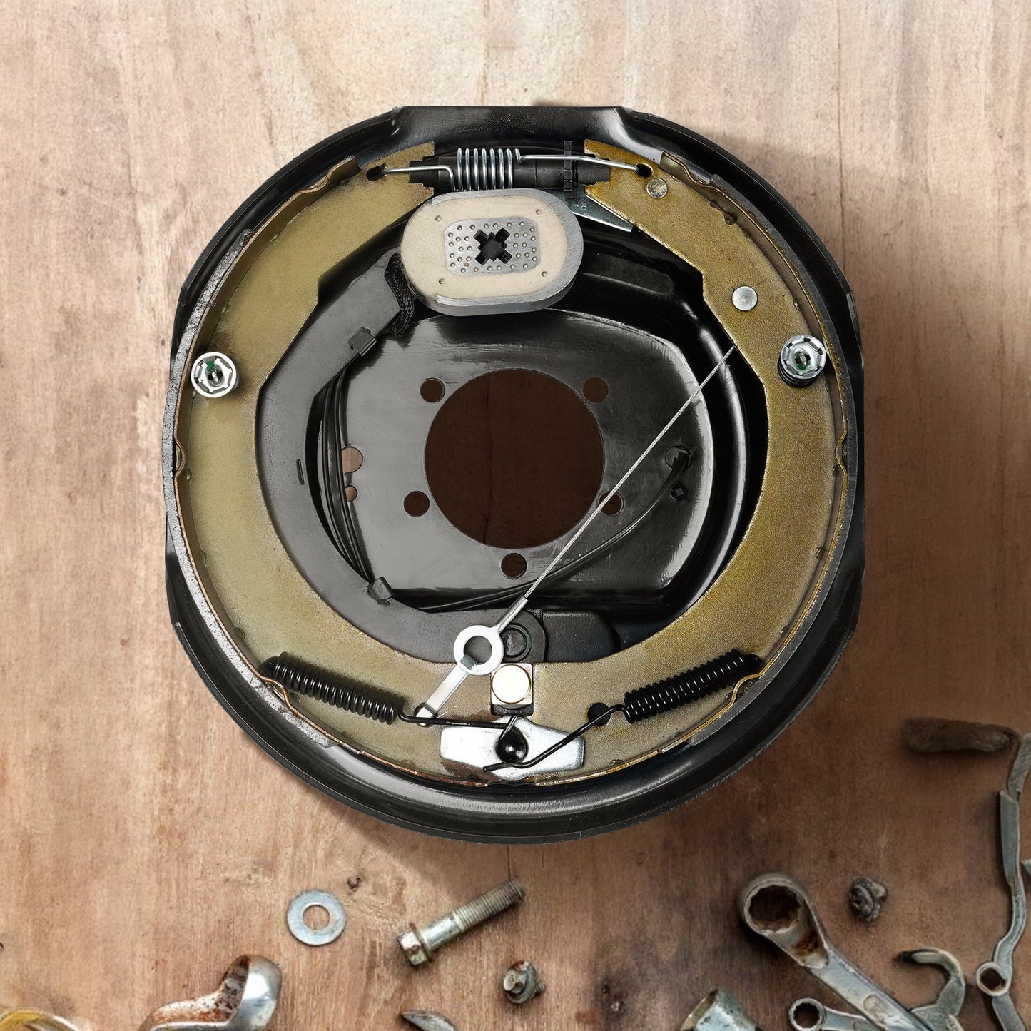 Electric Trailer Brake Assembly, Pairs Self-Adjusting Electric Brakes Kit For 7000 Lbs Axle, 5-Hole Mounting, Backing Plates For Braking System Part Replacement