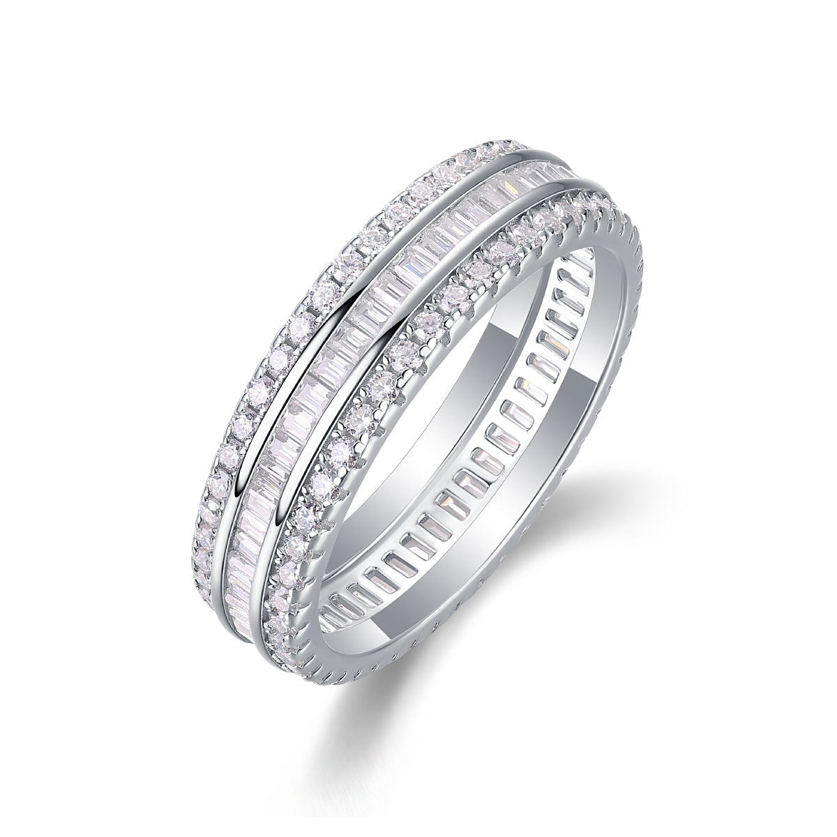1Square Diamond Arrangement, Double Array Diamonds, Luxury Fashion Moissanite Silver Ring Prohibit TikTok sales