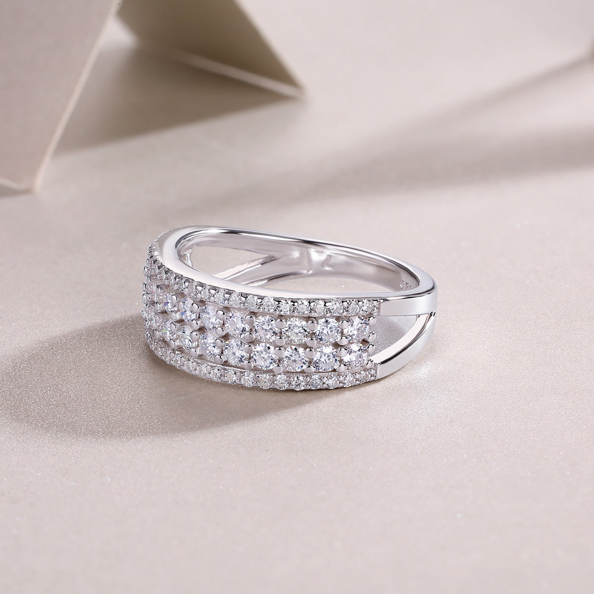 1Multi-row Diamond Ring Luxury Fashion Set Moissanite Silver Ring Prohibit TikTok sales
