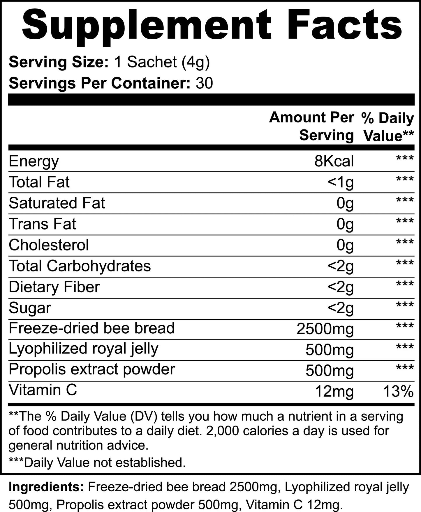 Bee Bread Powder 30 Sachets