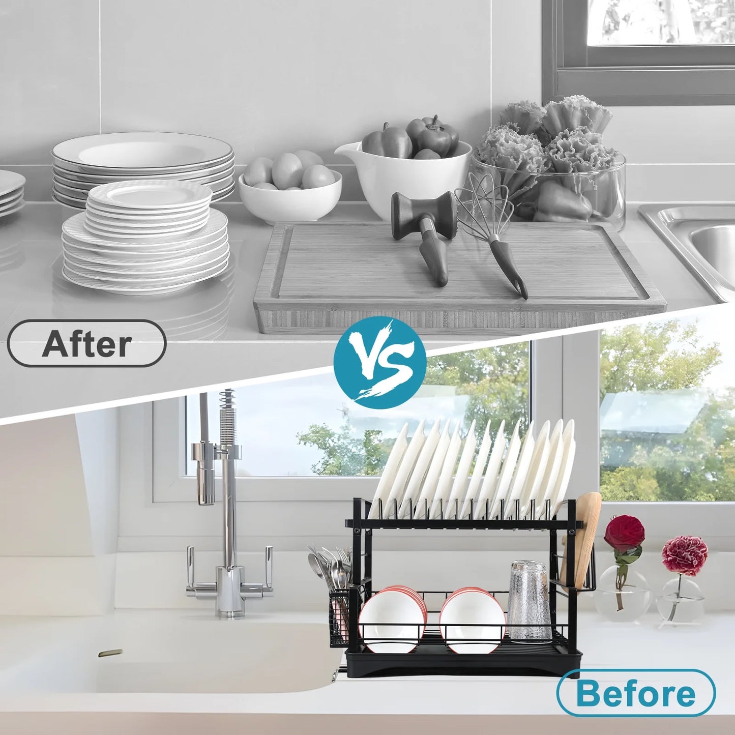 Upgraded 2 Piece Cookware Set Organizer Rack And Dish Drying Rack 8 Tier Pot And Pan Organizer For Kitchen Counter