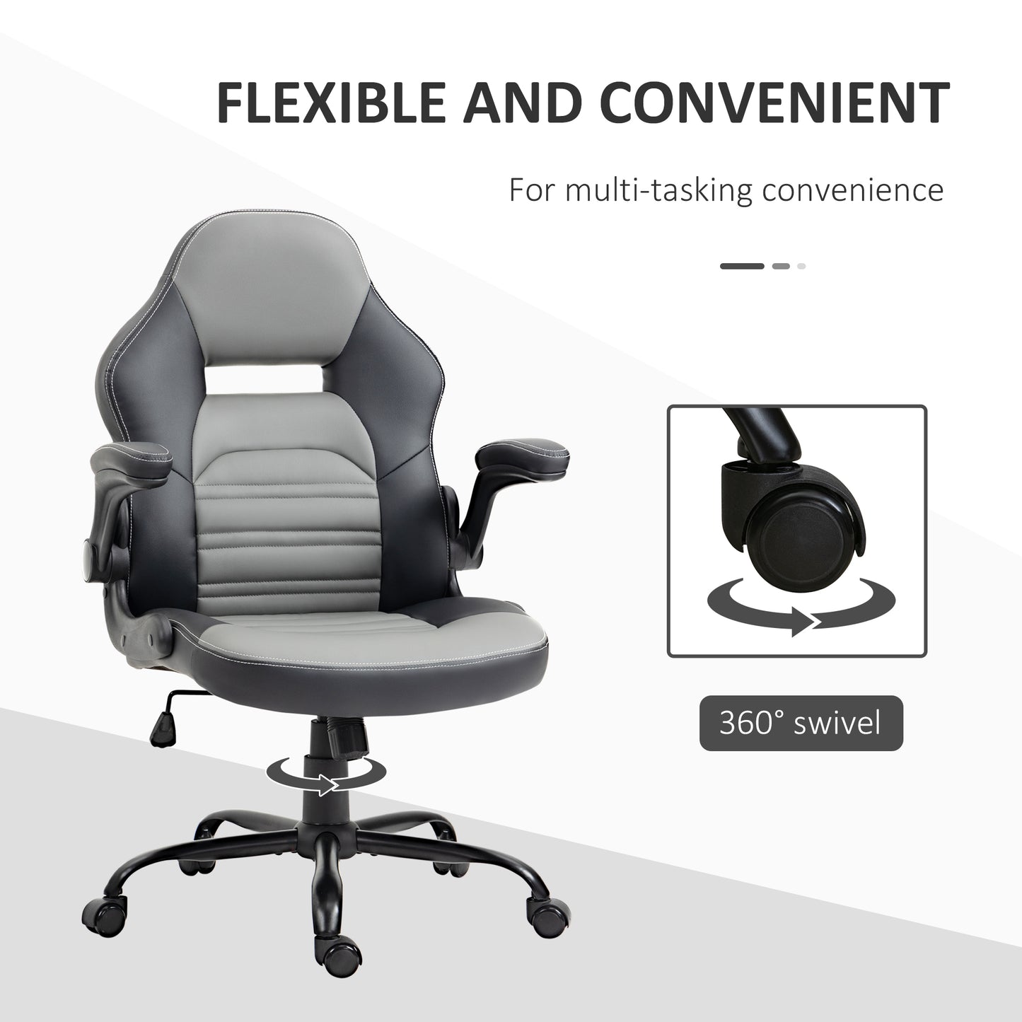 PU Leather Gaming Chair with Flip-up Armrests