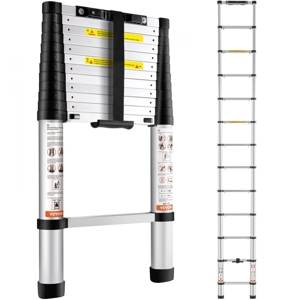 VEVOR Telescoping Ladder Aluminum Extension Step 12.5 Ft Multi Purpose Portable