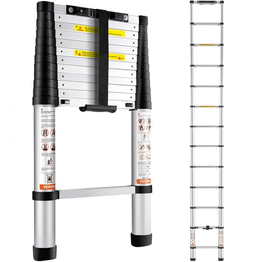 VEVOR Telescoping Ladder Aluminum Extension Step 12.5 Ft Multi Purpose Portable
