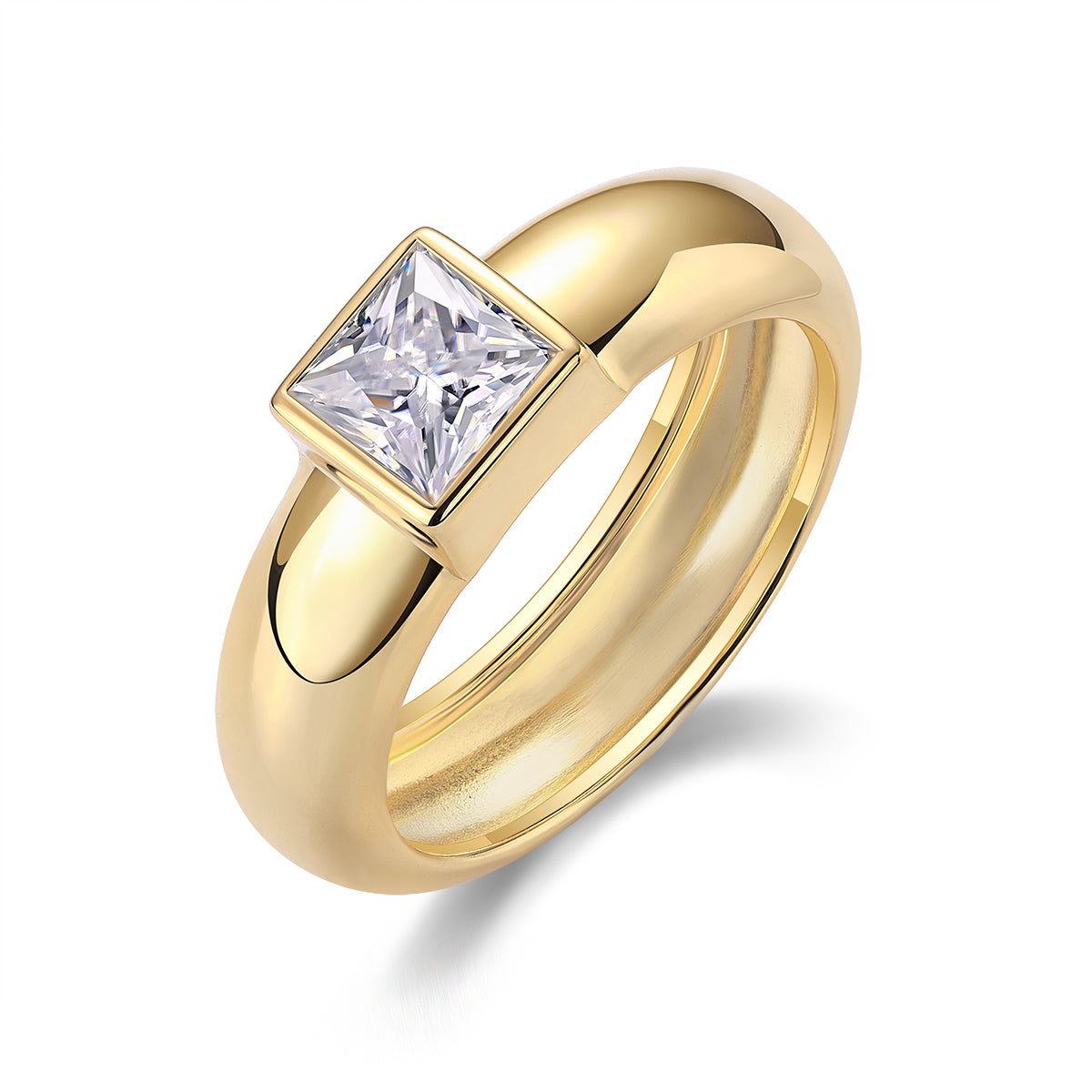 1Square Diamond Ring Wedding Ring Luxury Fashion Set Moissanite Silver Ring