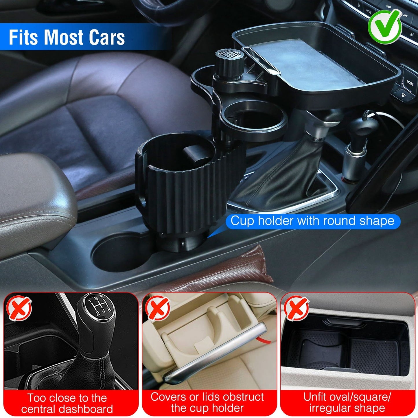 4-in-1 Car Cup Holder Tray