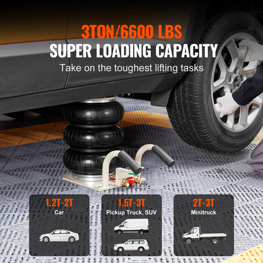 VEVOR Triple Bag Air Jack 3 Ton 6600 Lbs Pneumatic Jack For Car SUV Lifting