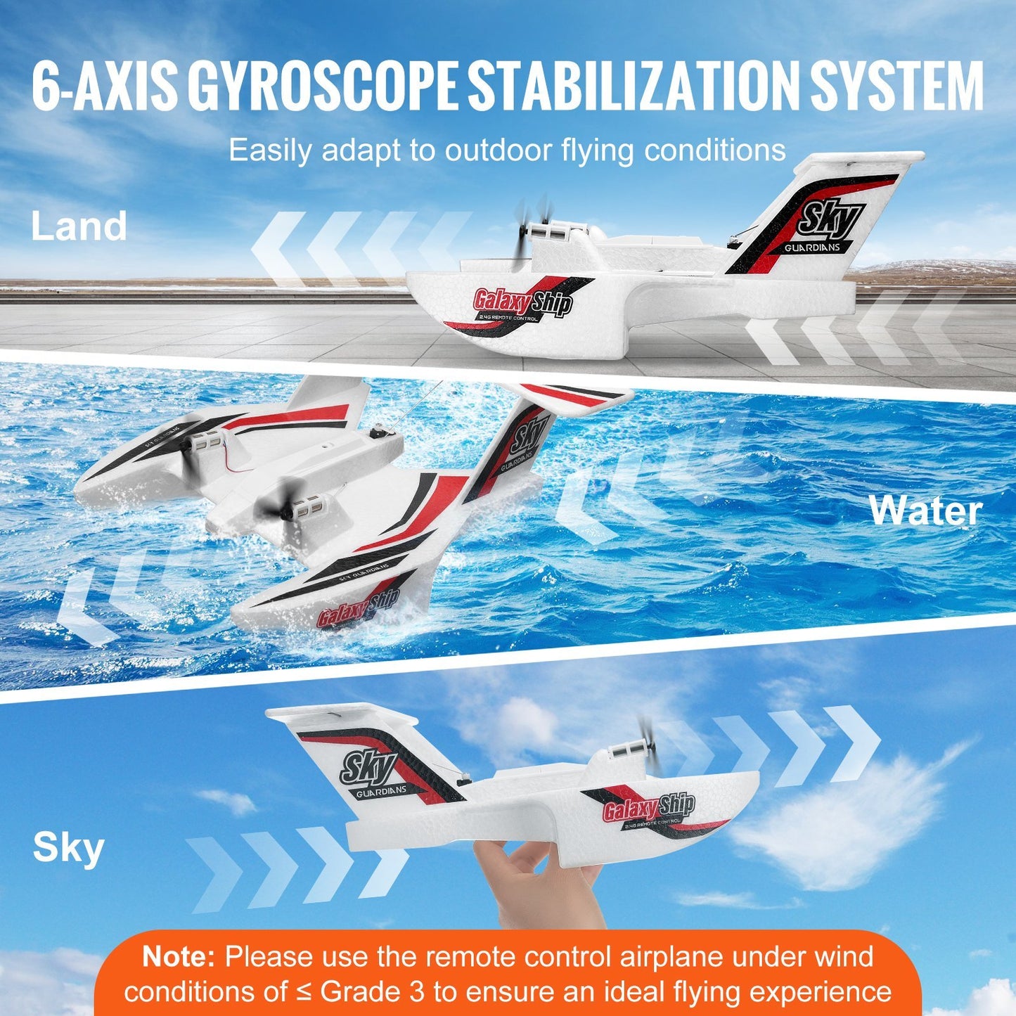 VEVOR RC Airplane Amphibious EPP Foam RC Plane Toy With 2.4 GHz Remote Control