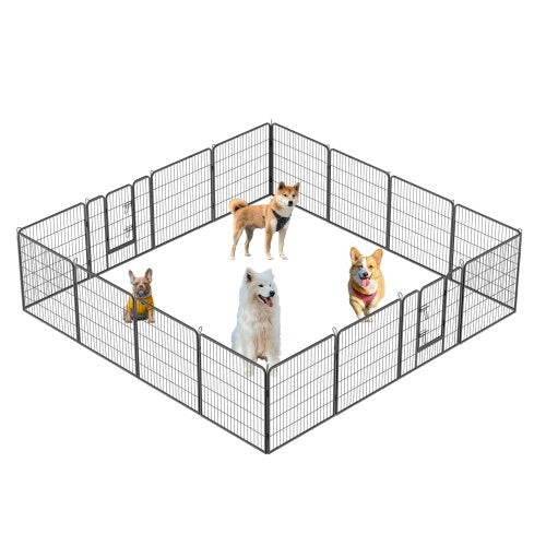 Dog Pens Outdoor 32 Height Foldable 16 Panels Heavy Duty Metal Portable Dog Playpen Indoor Anti Rust Exercise Dog Fence With Doors