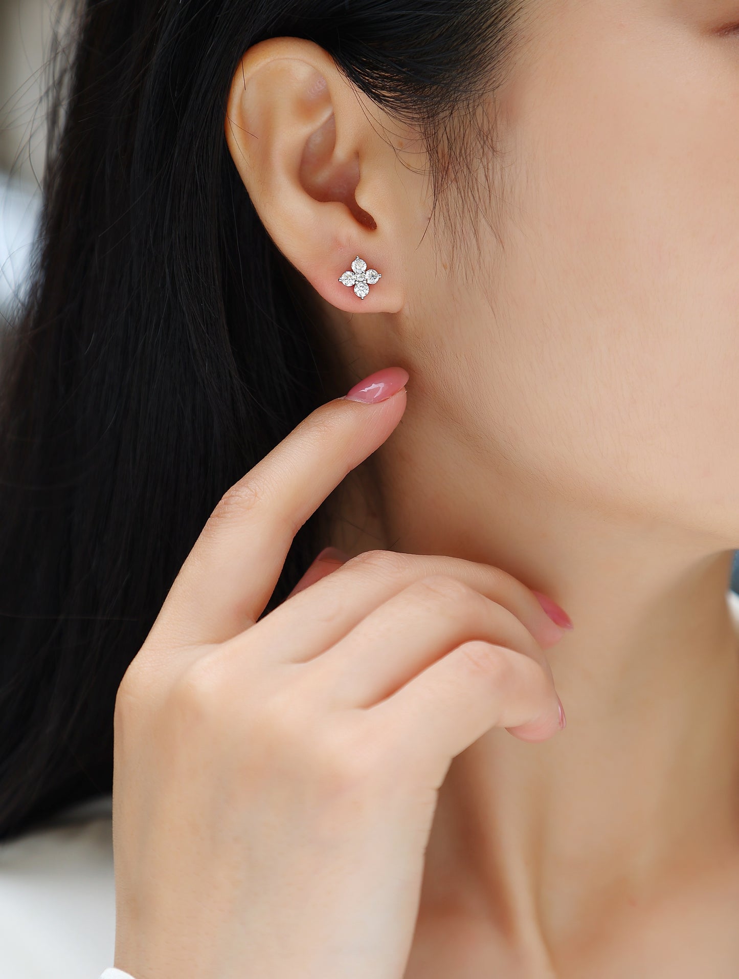 Sweetheart French - Fashionable And Luxurious Diamond Jewelry Set With Moissanite S925 Sterling Silver And Platinum-plated Stud Earrings