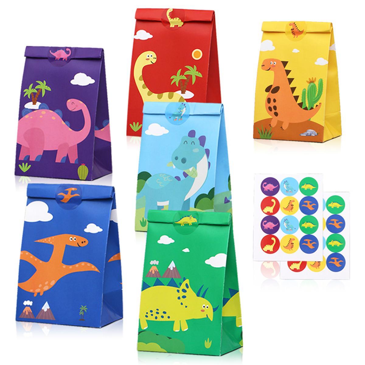 12 Paper Bags Of Little Dinosaurs, 24 Stickers 1 Set