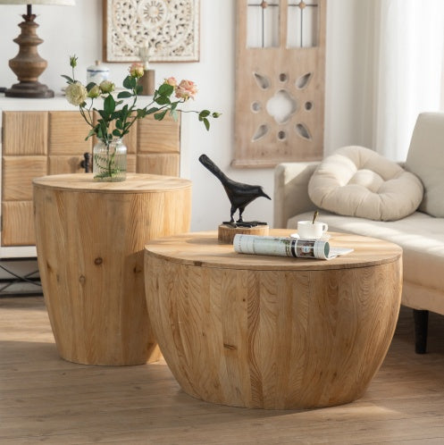Vintage Style Bucket Shaped Coffee Table Set For Office, Banana Dining Room And Living Room Set of 2