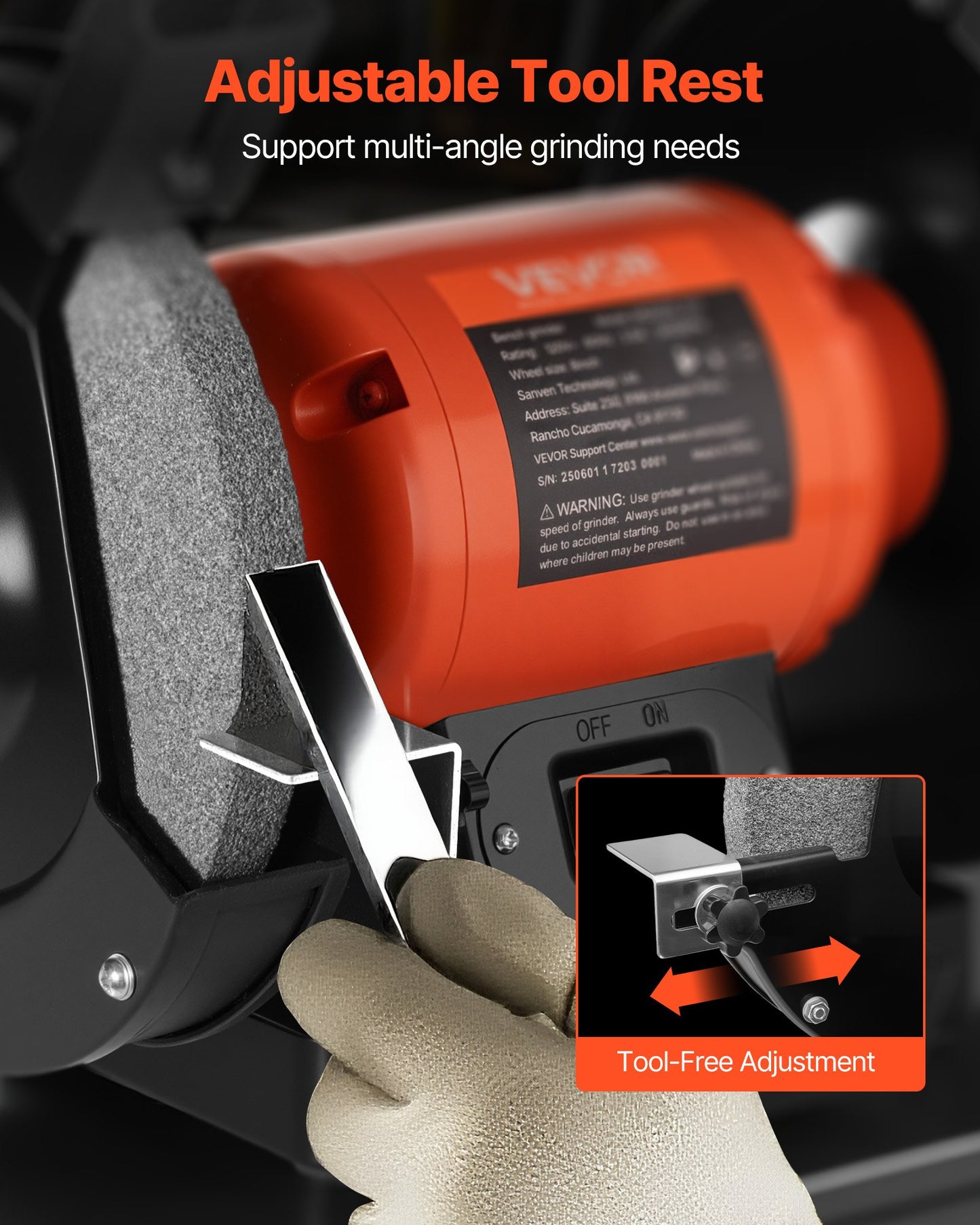 Bench Grinder, 8-inch Single Speed Bench Grinder, 3450RPM High-Speed Table Grinders With 750W 6.2A Induction Motor, 36/60-Grit Grinding Wheel & Adjustable Eye Shield For Fast Sharpening Grinding