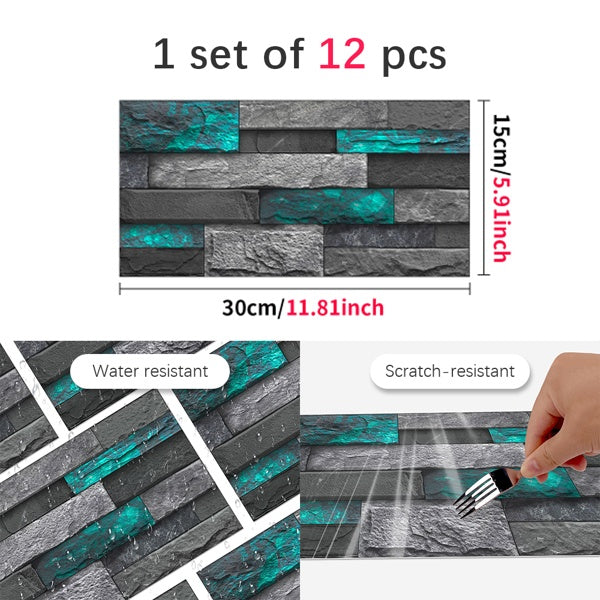 Modern Green Marble Stone Tile Peel And Stick Wallpaper Removable Self-Adhesive Wall Sticker Wallpaper PVC Home Decoration