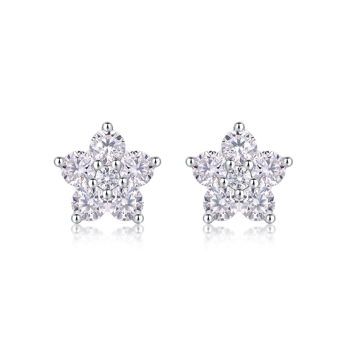 Paris Flower - Fashionable And Luxurious Diamond Jewelry Set With Moissanite S925 Sterling Silver And Platinum-plated Stud Earrings