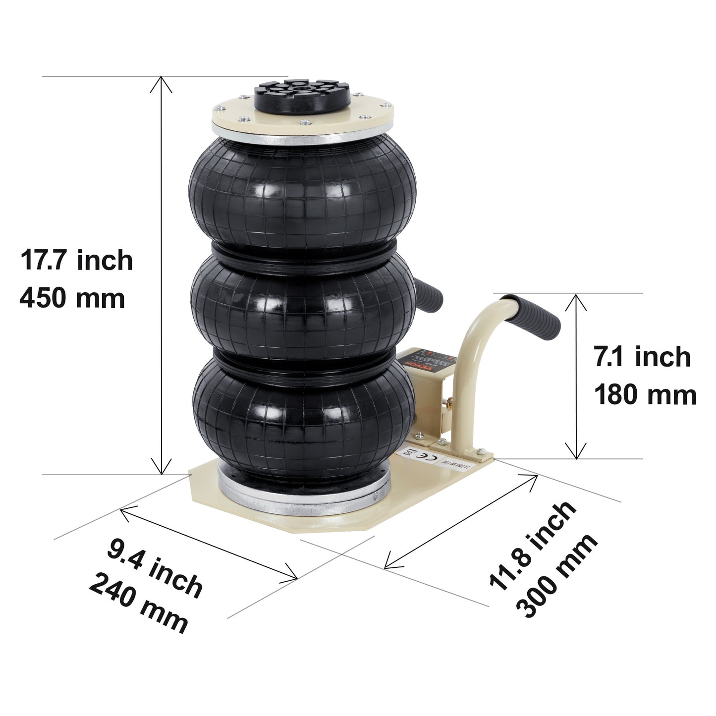 VEVOR Triple Bag Air Jack 3 Ton 6600 Lbs Pneumatic Jack For Car SUV Lifting