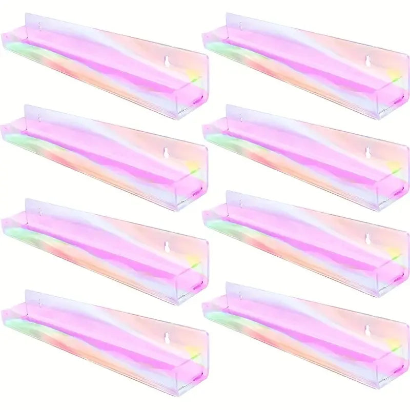 Rainbow Nail Polish Wall Organizer - Multi-Purpose Plastic Storage Rack With 6 Compartments For Nail Polish, Makeup Essentials & More - Vibrant Rainbow Design For Stylish Home Decor, Hanging Jewelry O