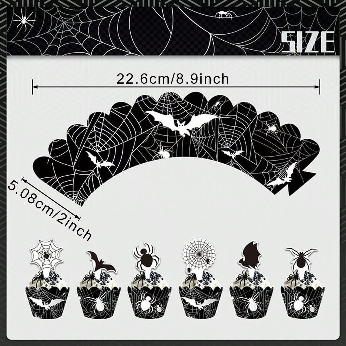 Halloween Three-tier Cupcake Stand, Halloween Dessert Table Display Stand, Black Spider Web Cardboard Cupcake Stand, Comes With Spider And Bat Cupcake Decorations, Cupcake Tray, Suitable For Halloween