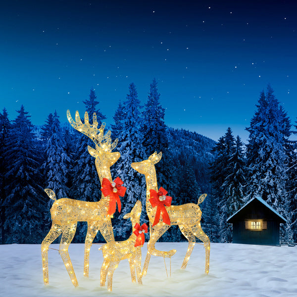 3pcs122x54x38cm Golden Elk Family Courtyard Elk Decoration