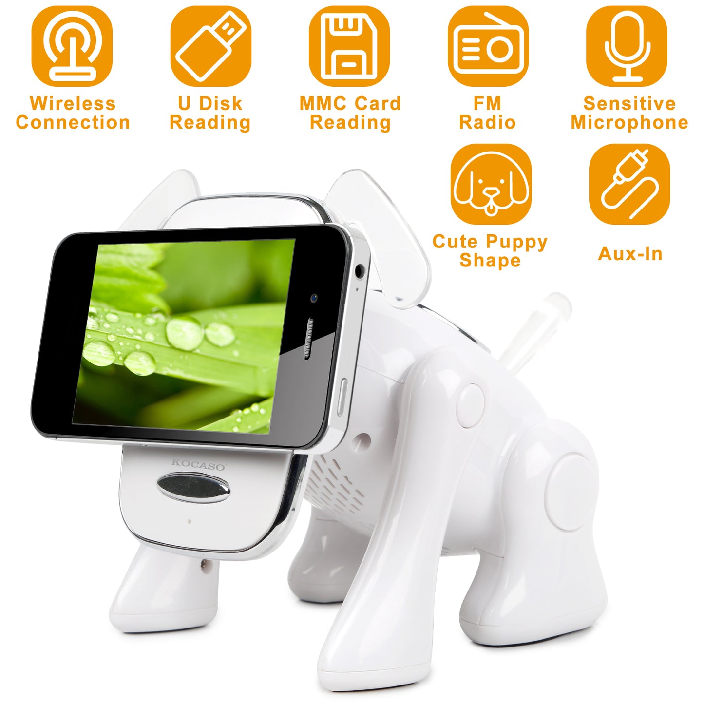 Puppy Dog Wireless Speaker Portable Mini Music Player Stereo Cute Animal Speaker With Built-In Mic FM Radio Stereo Bass MMC Card Slot USB Port For Cellphone Tablet