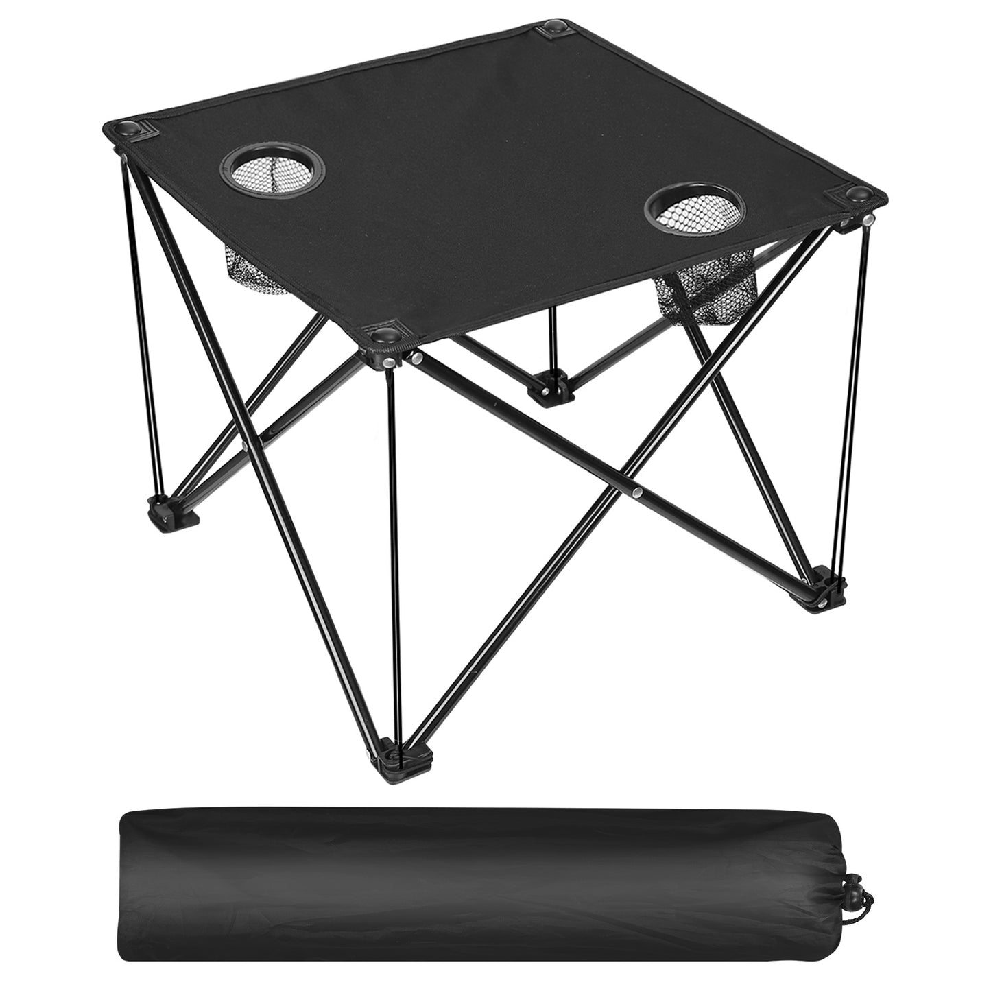 1Pc Foldable Camping Table Portable Picnic Table Lightweight Travel Desk With Cup Holder Carrying Bag