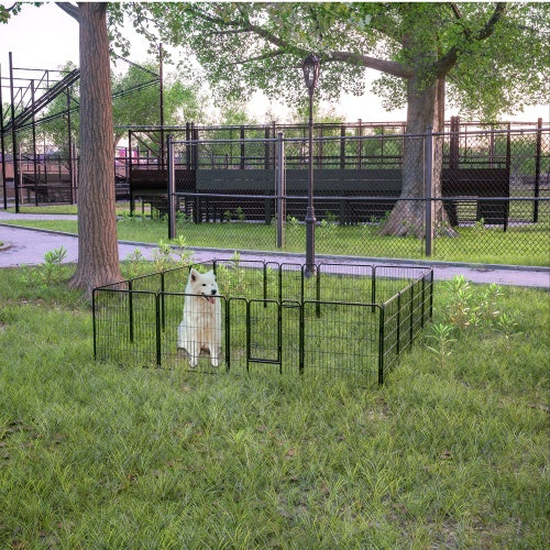 Dog Pens Outdoor 32 Height Foldable 16 Panels Heavy Duty Metal Portable Dog Playpen Indoor Anti Rust Exercise Dog Fence With Doors
