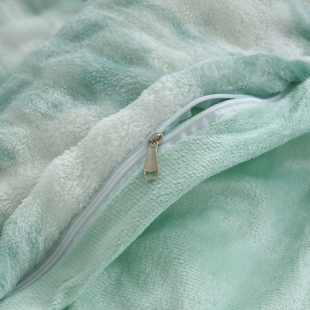 Faux Rabbit Fur Duvet Cover Set With Reversible Camo & Gradient Boho Design, Ultra Soft Hypoallergenic Plush Luxury Bedding, Includes 1 Duvet Cover And 2 Pillowcases, Cozy Fluffy Warm For All S