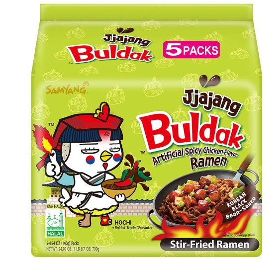 Samyang - Jjajang Buldak - Artificial Spicy Chicken Flavor Black Beans- Ramen - 5 Packs Sold by 6 packs