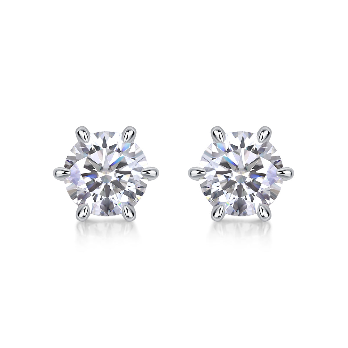 Guardian Classic Six Claw Luxury Fashion Diamond Earrings Stud Set Mosan Diamond Silver Jewelry