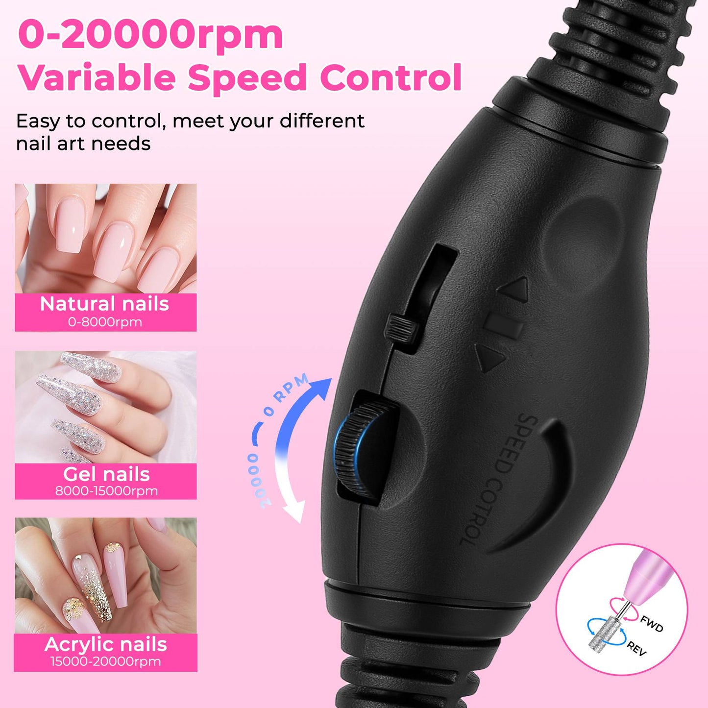 Professional Portable Electric Nail Drill,Manicure Pedicure With Nail Drill Bits