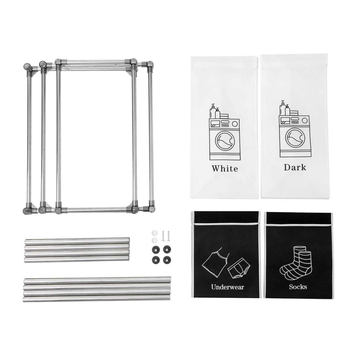 2 Tier Laundry Hamper Laundry Sorter With 4 Removable Bags For Organizing Clothes