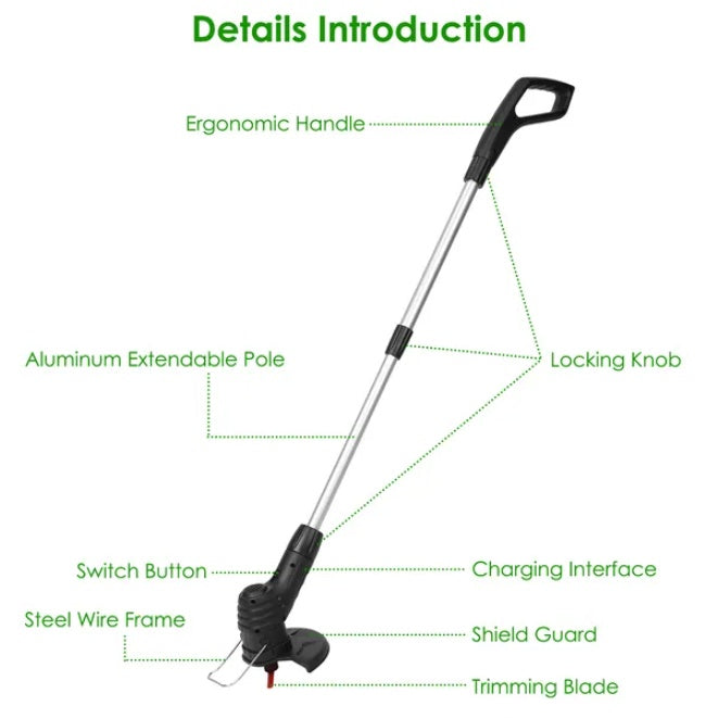 Electric Cordless Lawn Mower With 5 Blades