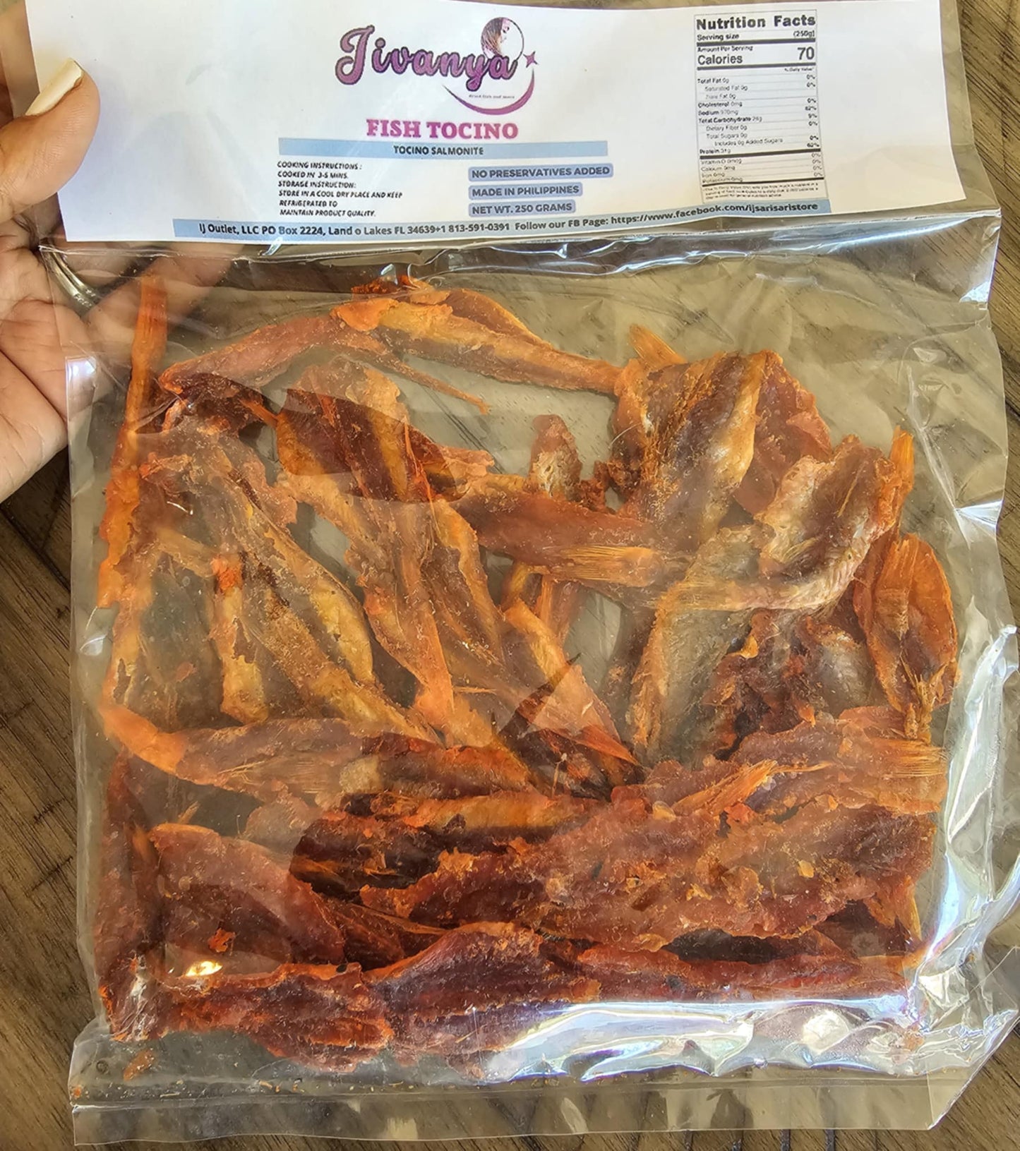 Jivanya Dried Fish Tocino - Tocino Salmonite - 100/250 grams - 3.5/8.8 oz