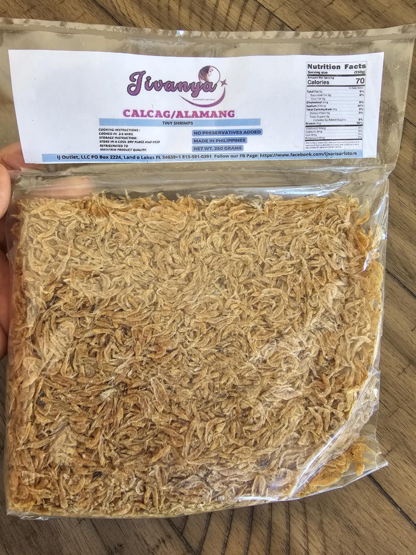 Jivanya Dried Calcag-Alamang - Tiny Shrimps - 100/250 grams - 3.5/8.8 oz
