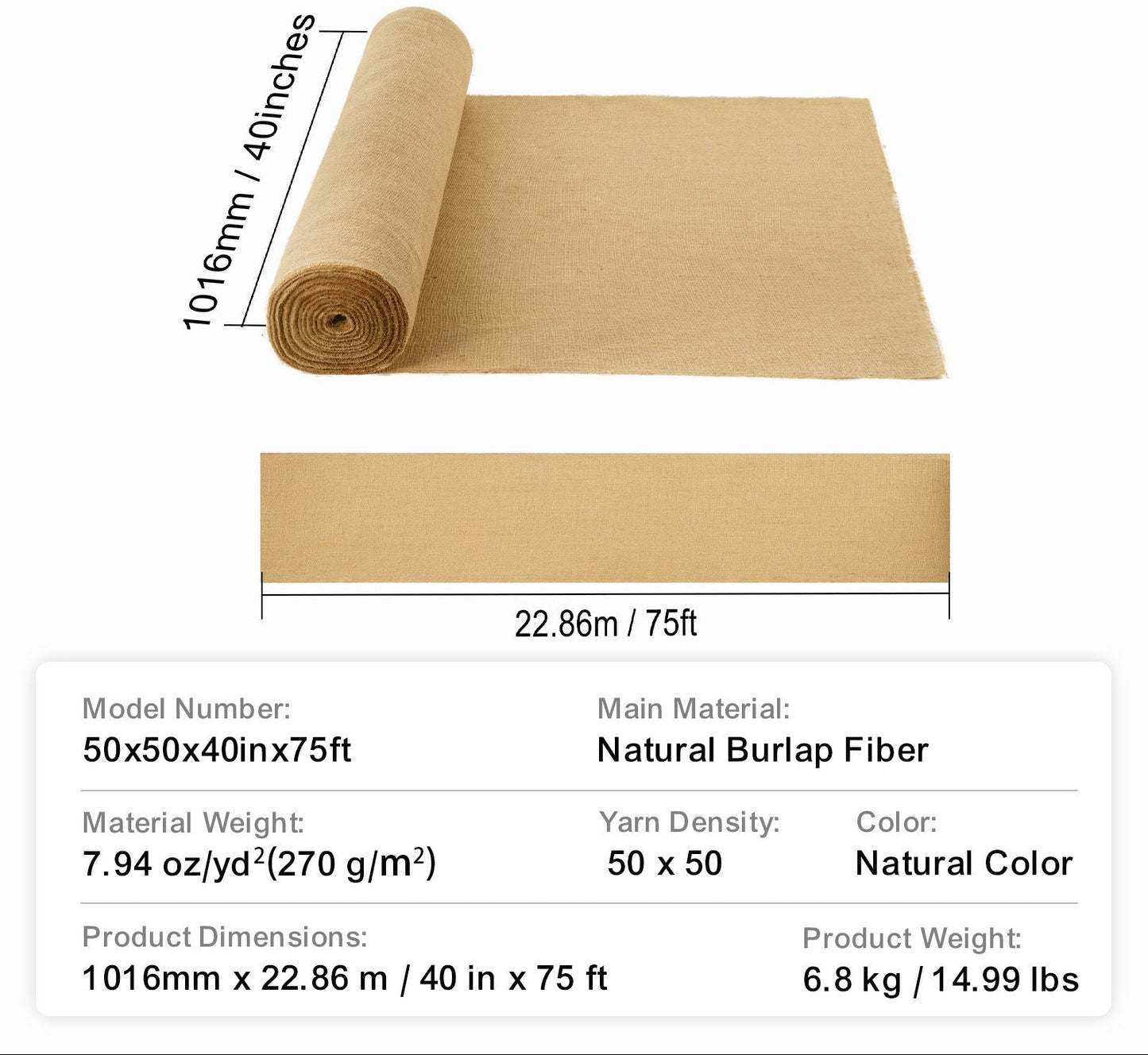 Burlap Fabric Roll Burlap Tree Wrap 40 In X 75 Ft For Crafts & Plants