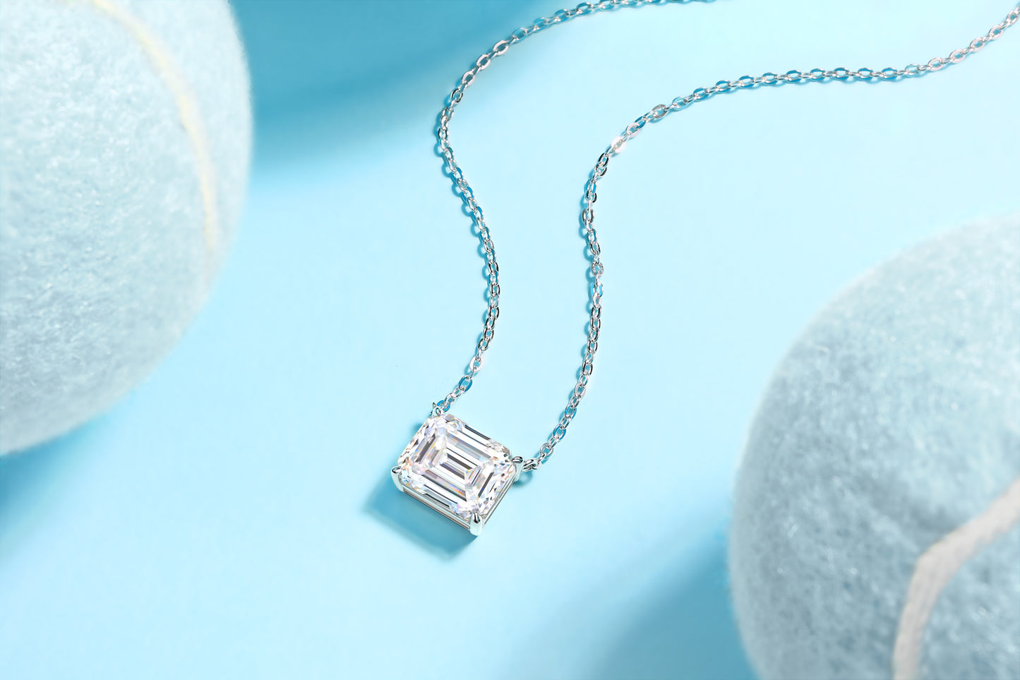 1Mirage In The Mirror - A Trendy Diamond Pendant Necklace Set With Octagonal Moissanite S925 Sterling Silver And Platinum Plating Prohibit TikTok sales